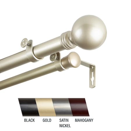 Central Design Globus 1 in. Double Curtain Rod; 28-48 in. - Gold 100-01-283-D